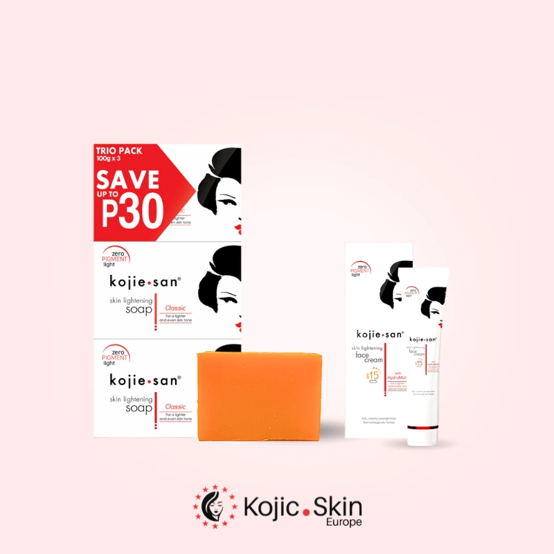 Pack savons 3x100g et crème visage « SPF15 » 22g – Kojie San