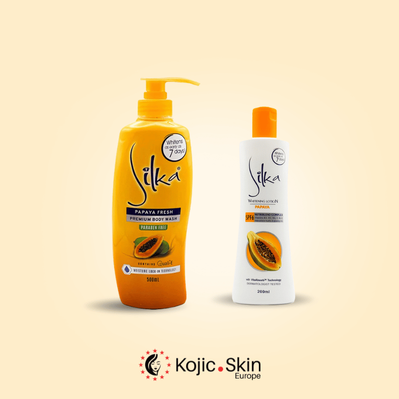 Pack gel douche fresh 500ml et lotion corps SPF6 200ml à la papaye – Silka