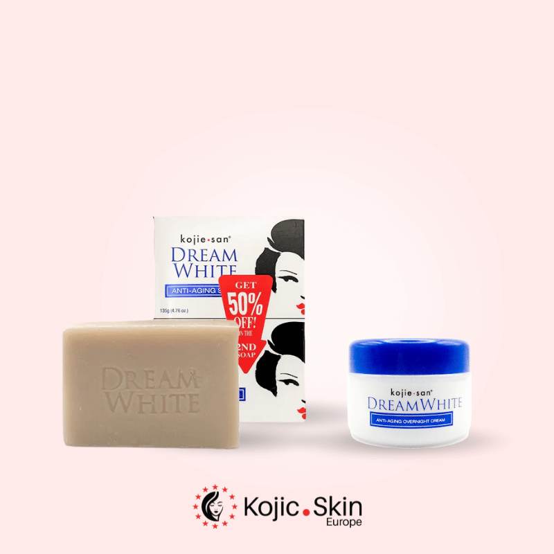Pack Dream White anti-âge savon 2×135 et crème de nuit 30g – Kojie San