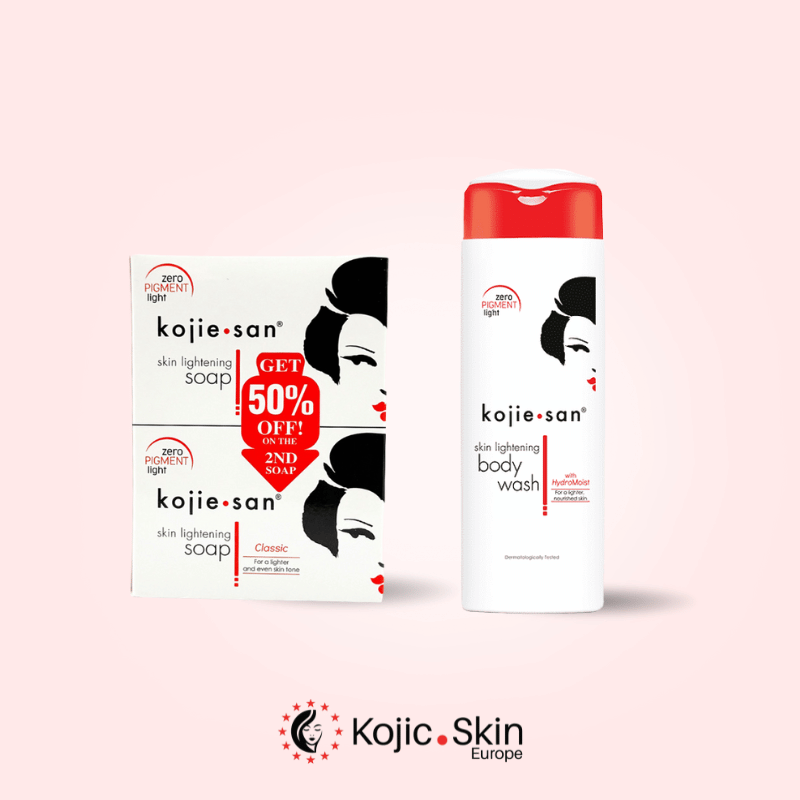 Pack savon 2x135g et gel douche éclaircissant 300ml – Kojie San